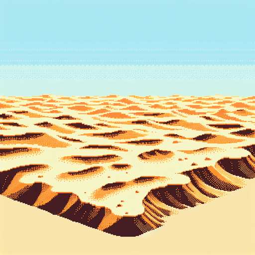 pixel art tiling of a desert sandy ground..
Single Game Texture. In-Game asset. 2d. Blank background. High contrast. No shadows.