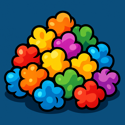 Palomitas arcoiris.
In-Game asset.  2d.  High contrast.  No shadows