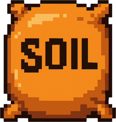 saco de tierra.
In-Game asset.  2d.  High contrast.  No shadows. pixelart