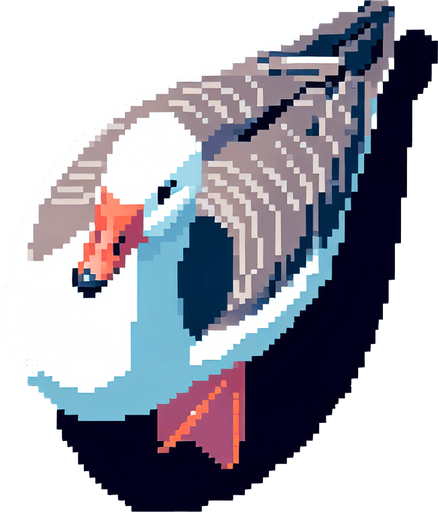 goose, top-down view.
Single Game Texture.  In-Game asset.  2d.  Blank background.  High contrast.  No shadows. simple pixel art