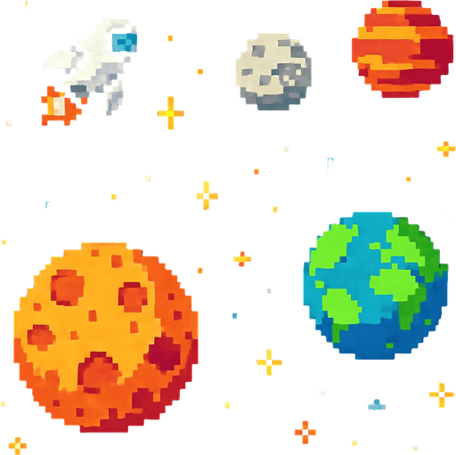 2d pixel art space.
In-Game asset.  2d.  High contrast.  No shadows