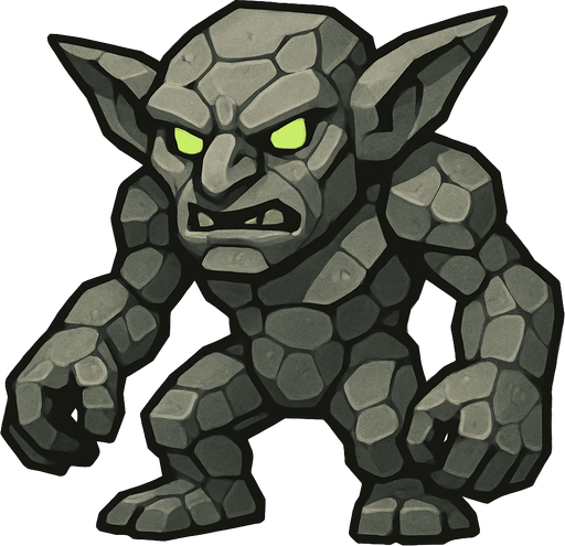 taş goblin.
In-Game asset.  2d.  High contrast.  No shadows