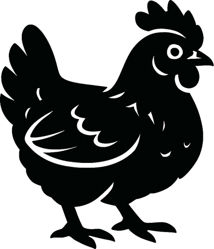 Black chicken.
In-Game asset.  2d.  High contrast.  No shadows