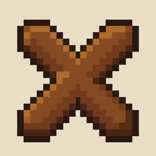 2d pixel art high quality, brown X.
In-Game asset.  2d.  High contrast.  No shadows