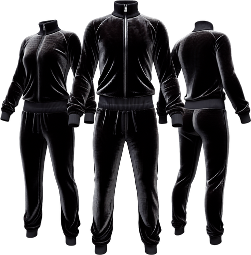 Velour jumpsuit.
Single Game Texture.  In-Game asset.  2d.  Blank background.  High contrast.  No shadows
