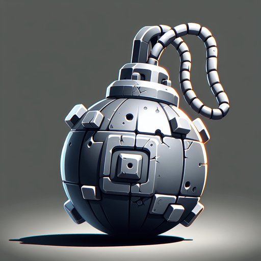Explosion bomb.
Single Game Texture.  In-Game asset.  2d.  Blank background.  High contrast.  No shadows