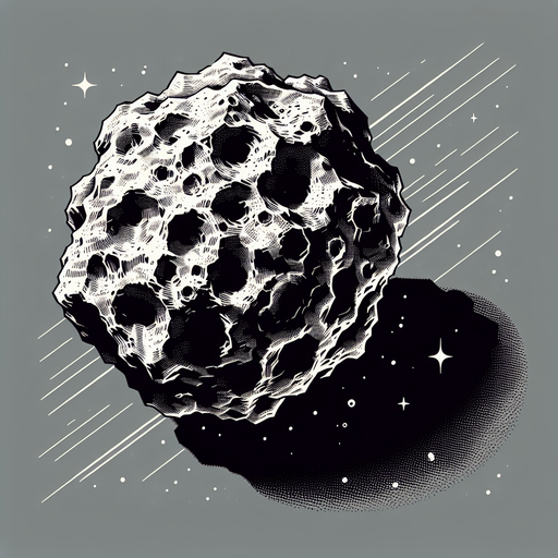 Asteroid.
Single Game Texture.  In-Game asset.  2d.  Blank background.  High contrast.  No shadows
