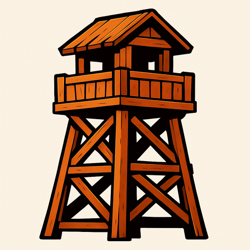 Wooden Guard Tower.
In-Game asset.  2d.  High contrast.  No shadows
