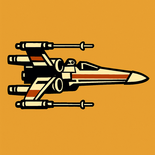 X wing side view.
In-Game asset.  2d.  High contrast.  No shadows