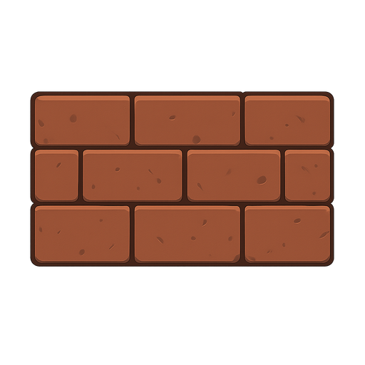 Brick. No background. Transparent background. Blank background. No shadows. 2d. In-Game asset. flat
