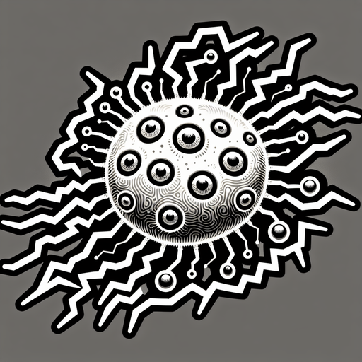 electrical alien amoeba.
Single Game Texture.  In-Game asset.  2d.  Blank background.  High contrast.  No shadows