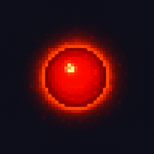 2d pixel high quality A red charcing glowing ball. Bright red core with subtle outer glow. 
Single Game Texture. In-Game asset. 2d. Blank background. High contrast. No shadows.
