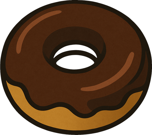 Chocolate donut in professor Layton game style artwork.
In-Game asset.  2d.  High contrast.  No shadows
