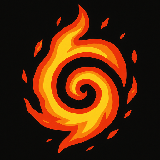 Alev spiral parçacık.
In-Game asset.  2d.  High contrast.  No shadows