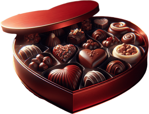 heart shaped red chocolate box
