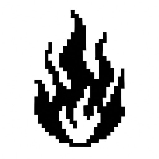 fuego negro de pixeles.
In-Game asset.  2d.  High contrast.  No shadows