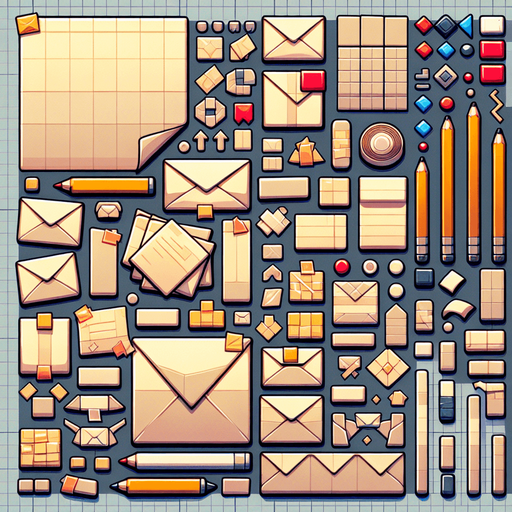 stick on papers and envelops.
Single Game Texture. In-Game asset. 2d. Blank background. High contrast. No shadows.