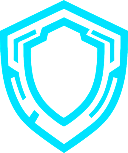 Icono de escudo futurista.
In-Game asset.  2d.  High contrast.  No shadows
