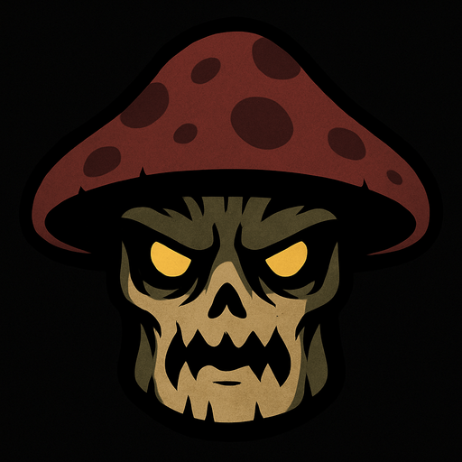 2d mysterious and scary mushroom character's head.
In-Game asset.  2d.  High contrast.  No shadows