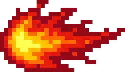 fire left to right pixel.
In-Game asset.  2d.  High contrast.  No shadows