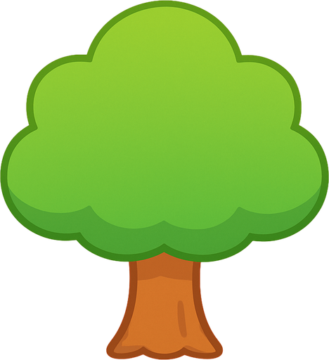 a single simple kawaii tree without outlines and no face, for a non-distracting game background.
In-Game asset.  2d.  High contrast.  No shadows