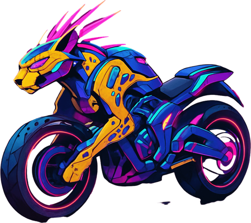 cyberpunk American anime koraidon Miraidon-esque motorcycle animal futuristic cheetah-meets-motorcycle