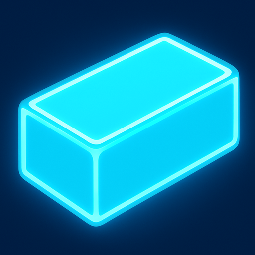 Baby blue neon rectangle block.
In-Game asset.  2d.  High contrast.  No shadows