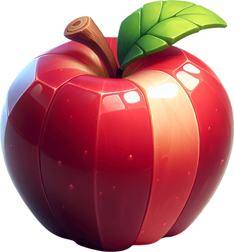 An apple in a rts style Single Game Texture. In-Game asset. 2d. Blank background. High contrast. No shadows.