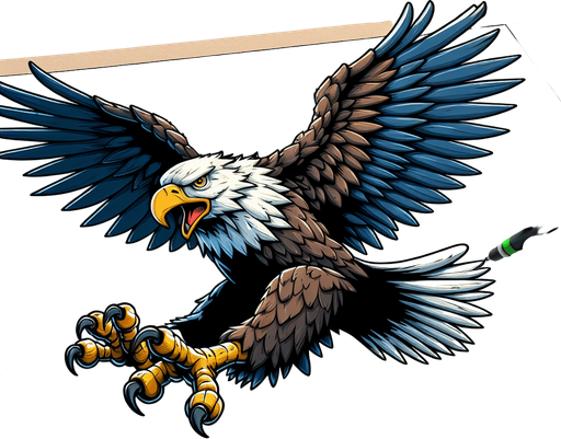 Swooping eagle with talons outstretched. Cartoon
Single Game Texture. In-Game asset. 2d. Blank background. High contrast. No shadows.