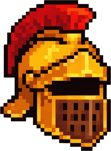 casco de gladiador de pixeles.
In-Game asset.  2d.  High contrast.  No shadows