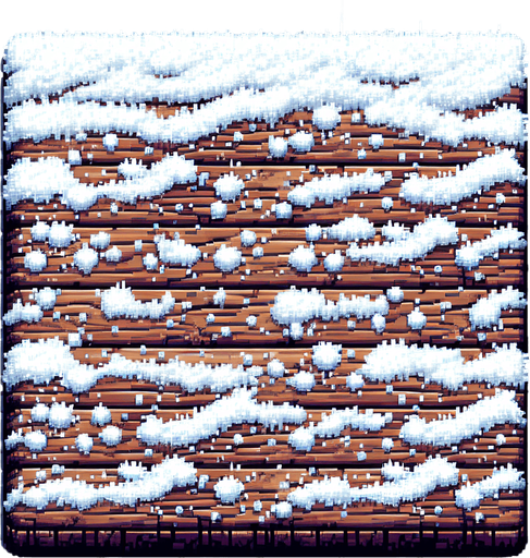 pixel art of a wooden board covered in snow.
Single Game Texture. In-Game asset. 2d. Blank background. High contrast. No shadows.