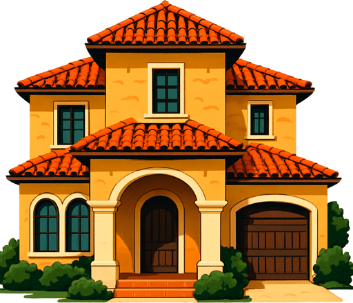 realistic villa.
In-Game asset.  2d.  High contrast.  No shadows