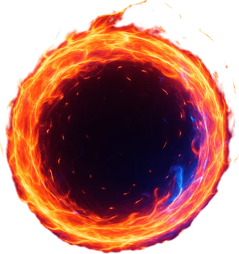 Ability icon 'Fire ring' . cyberpunk. abstract. Futuer. different colors. HD colors