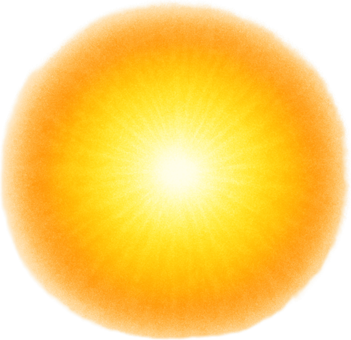 A radial gradient burst texture

```
- Center: Pure white (#FFFFFF) at 100% opacity
- 25% radius: Bright yellow (#FFFF88) at 90% opacity  
- 50% radius: Orange (#FFAA00) at 60% opacity
- 75% radius: Light orange (#FF6600) at 20% opacity
- Edge: Transparent (0% opacity)
- Shape: Perfect circle with soft, feathered edges
- No hard boundaries - everything should blend smoothly.
In-Game asset.  2d.  High contrast.  No shadows