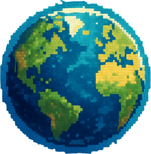 Planet Earth of the universe in Pixel Art style