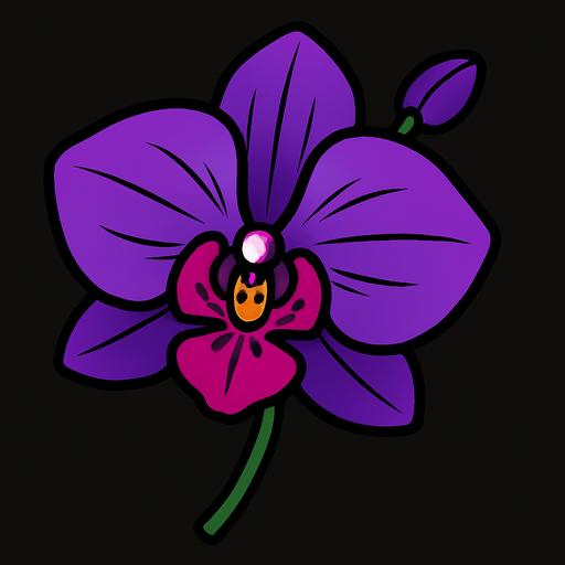 orquidea.
In-Game asset.  2d.  High contrast.  No shadows