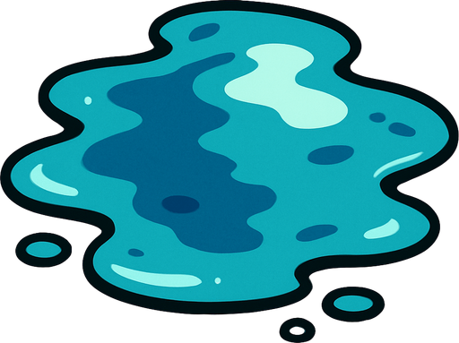 puddle of water.
In-Game asset.  2d.  High contrast.  No shadows