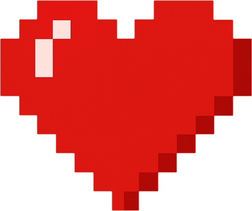 red heart 8-bit mario.
In-Game asset.  2d.  High contrast.  No shadows