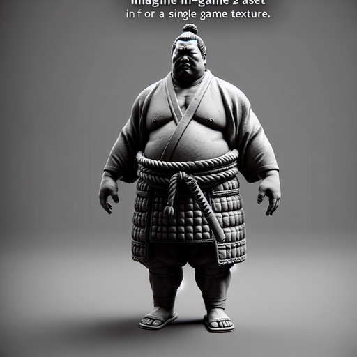 a samurai sumo big in size.
Single Game Texture. In-Game asset. 2d. Blank background. High contrast. No shadows.