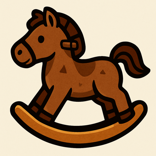 Brown rocking horse.
In-Game asset.  2d.  High contrast.  No shadows
