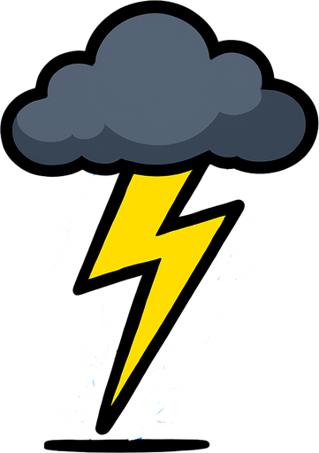 A 2D Survivor.io style lightning strike from a cloud in the sky to the ground, made by HABBY PTE. LTD..
In-Game asset.  2d.  High contrast.  No shadows