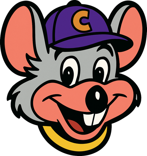 chuck e cheese head.
In-Game asset.  2d.  High contrast.  No shadows