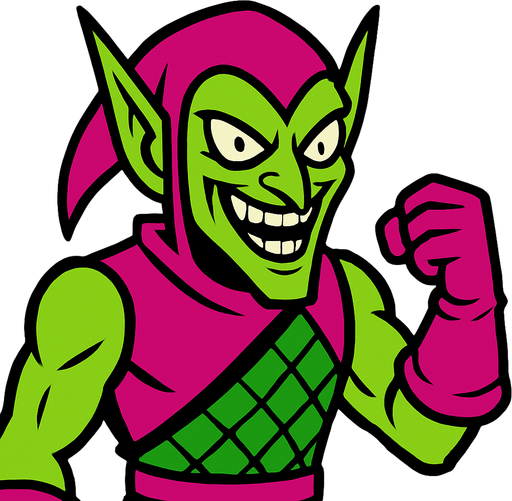 green goblin.
In-Game asset.  2d.  High contrast.  No shadows