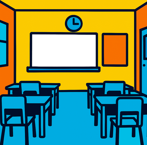 fond d'écran classe de cours.
In-Game asset.  2d.  High contrast.  No shadows