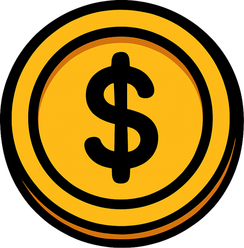 Coin icon.
In-Game asset.  2d.  High contrast.  No shadows