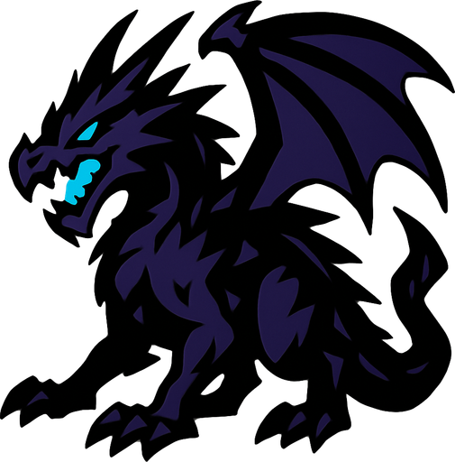 Dragon de l'ombre.
In-Game asset.  2d.  High contrast.  No shadows