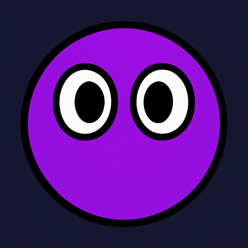 purple circle with two eyes, seen from above.. In-Game asset. 2d. High contrast. No shadows.
In-Game asset.  2d.  High contrast.  No shadows