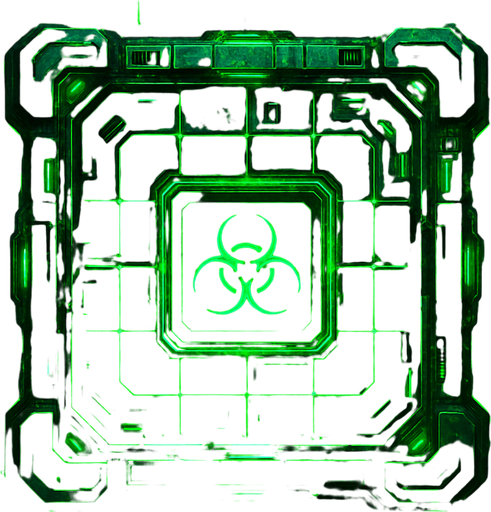 Toxin top square of tower facing the screen to use it as a grid. future. seen from above. Cyberpunk. abstract. HD colors. green color. No Diagonal images.