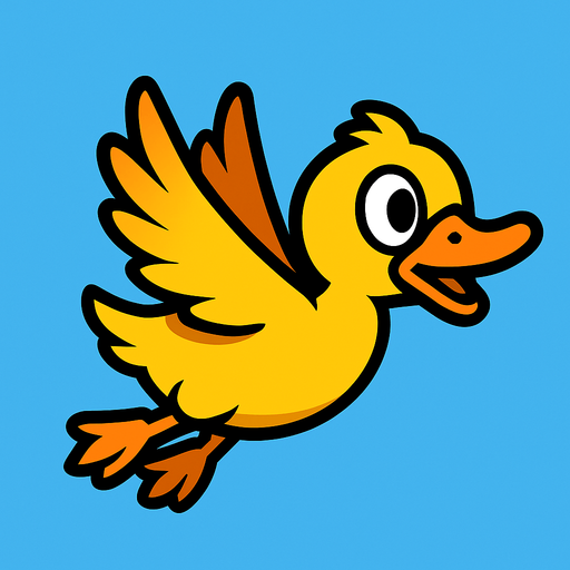 cartoon duck fly style.
In-Game asset.  2d.  High contrast.  No shadows
