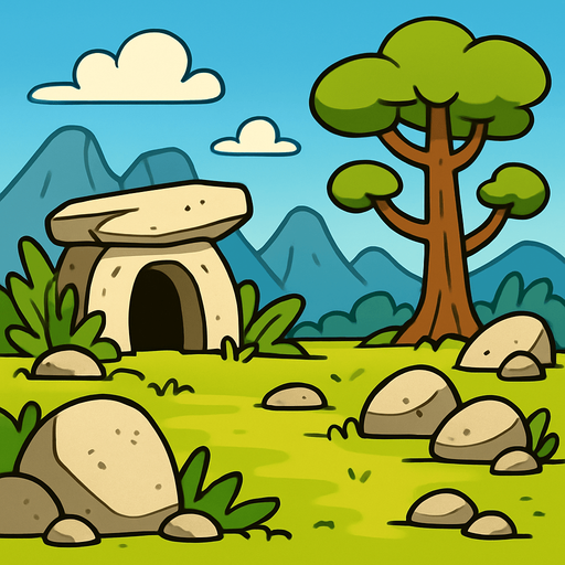 Taş devri arka plan.
In-Game asset.  2d.  High contrast.  No shadows